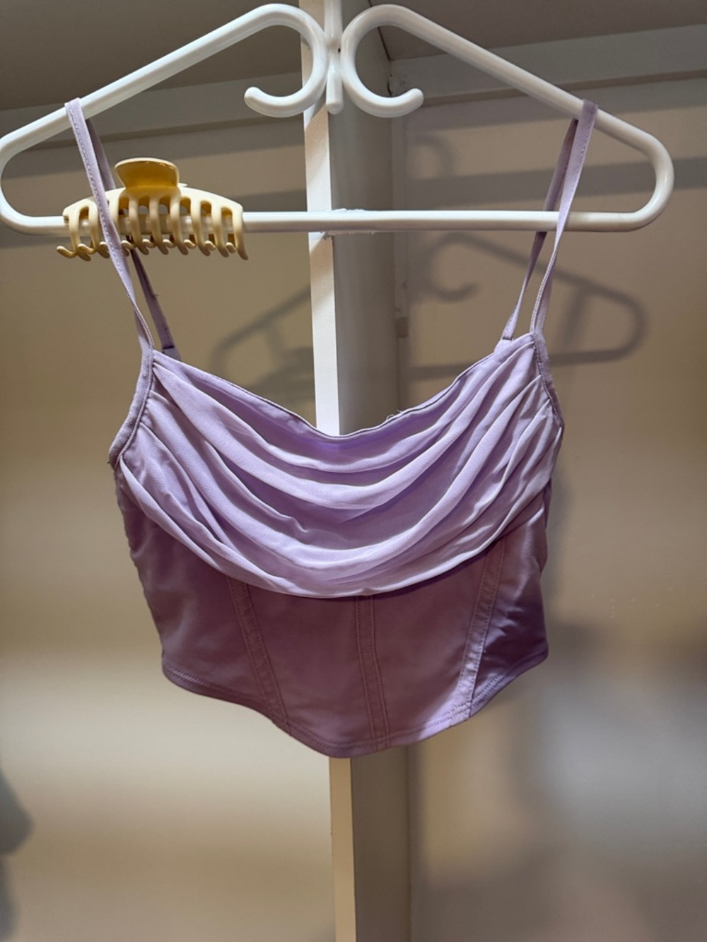 Lavender Draped Cowl Neck Crop Top